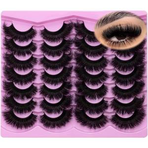 lot 10102 image: LEAFMOON Mink Lashes Fluffy 20mm Volume False Eyelashes 8D Cat Eye Strip Lashes D Curl 14 Pairs Dramatic Soft Eyelash 25mm Big Long Lash Strips Lashes Pack That Look Like Extensions Faux Mink Lashes