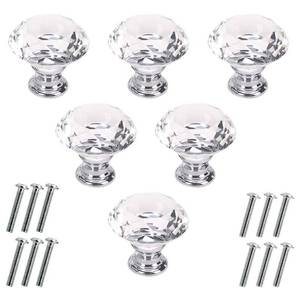 lot 10106 image: Akstore 6 Pcs Crystal Glass Cabinet Knobs 30mm Diamond Shape Drawer Kitchen Cabinets Dresser Cupboard Wardrobe Pulls Handles (30mm, Clear)
