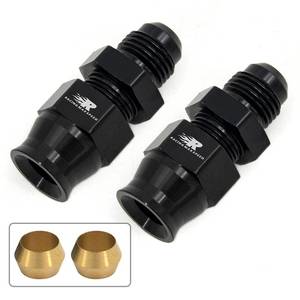 lot 10108 image: CNRAQR 6AN Male Flare to 38 Fuel Hardline Tube Fitting Adapter Connector Aluminum Alloy Black Anodized 2Pcs