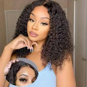 lot 10110 image: XIROM UN 14-inch Curly Bob Wig, 13x4 Lace Front, Pre-cut Lace, Curly Wig for Women, 180% Density, Water Wave, Human Hair, Pre-pulled for Beginners