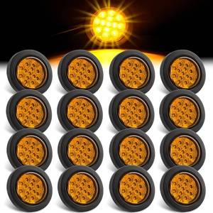 lot 11725 image: Konrali 16Pcs 2.5 Round LED Marker Lights Amber 13 LEDs wReflectors, 2 12 Round LED Trailer Marker Lights Truck RV Side Clearance Sealed Flush Grommets Mount w2 Prong Wire Pigtails