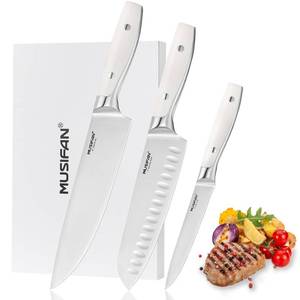 lot 11734 image: Musifan 3-Piece Chef Knife Set, Professional Ultra Sharp Kitchen Knives For Cooking High Carbon Stainless Steel, With Ergonomic Handle Design (three)