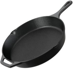 lot 11745 image: Utopia Kitchen Premium Cast Iron Skillets 12 Inch, Chefs Pan, PFAS-Free, Pre-Seasoned Frying Pan, Stovetop, Oven, Campfire and Grill Large Skillet, Even Heat Distribution Cast Iron Pan - Black