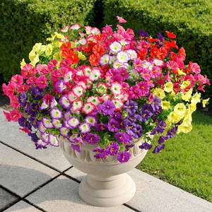 lot 11754 image: Alupssuc 24 Bundles Artificial Flowers for Outdoors, Faux Spring Flowers for Decoration, UV Resistant Silk Morning Glory with Eucalyptus Realistic Fake Flowers for Yard Planter Porch Garden, 8 Colors