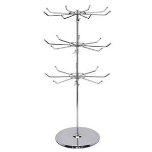 lot 11764 image: Polmart Medium Duty Tier Heights Adjustable Countertop Spinner Display Stand (Silver, 3-Tier)