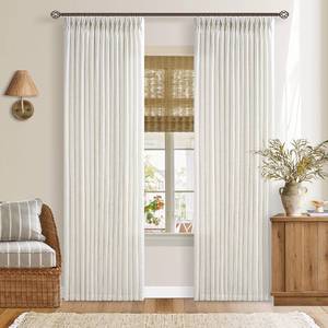 lot 11787 image: Pinch Pleated Linen Curtains 100 Inches Long for Living Room Bedroom Pinch Pleat with Rings Hooks for Track System Back Tab Memory Trained Boho Farmhouse Semi Sheer 100 Inch Curtain for Dining Room