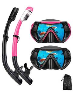 lot 11792 image: Snorkeling Gear for Adults, Dry Snorkel Mask Set, Scuba Diving Snorkle mask Set Adult, Panoramic Wide View Anti-Fog Dive mask, Swimming Diving Snorkeling Packages (BlackPink��2 Set��)