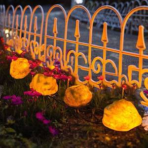 lot 11795 image: LIYAOLI Solar Rock Lights 4-Pack  Auto-Dimming & 8H Runtime  IP44 Waterproof Landscape Lighting for GardenPathwayLawn Outdoor Decorative (Natural Stone Texture) (Used)