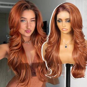 lot 11800 image: KOME Auburn Synthetic Lace Front Wig,13x4 HD Lace Layered Ginger Glueless Wigs for Women Daily Use 26IN