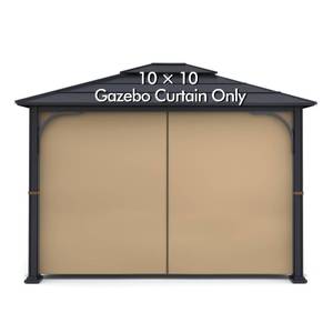 lot 11817 image: Gazebo Universal Replacement Privacy Curtain - Wonwon Privacy Panel Canopy Side Wall with Zipper for 10 x 10 Outdoor Gazebo (Khaki)