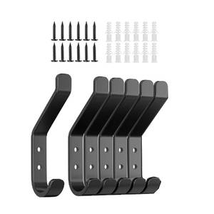 lot 12198 image: JZZNNFEZN Coat Hooks Wall Mount for Hanging,6 Pack Decorative Hanger Hooks for Backpack,Towels, Purses, Clothes, Mudroom, Bathroom, Door, Black