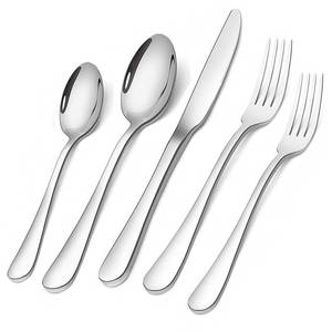 lot 12200 image: Silverware Set, Briout Flatware Set Service for 4 Stainless Steel Cutlery Set 20 Piece Include Upgraded Knife Spoon Fork Mirror Polished, Dishwasher Safe