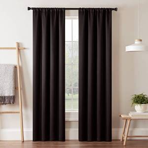 lot 12207 image: ECLIPSE Blackout Curtains for Bedroom-Darrell 37 x 95 Insulated Darkening Single Panel Rod Pocket Window Treatment Living Room, Black
