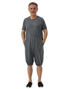 lot 12215 image: Codida Adaptive Clothing for Men, Anti-Strip Back-Zip Jumpsuit Cotton Romper- Elderly Easy Care Onesie for Special Needs Dark Gray