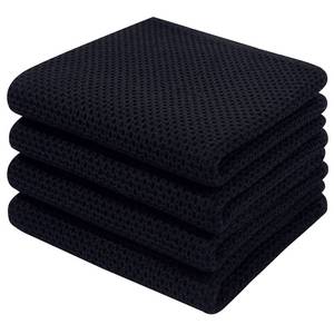 lot 12230 image: Homaxy 100% Cotton Waffle Weave Kitchen Dish Towels, Ultra Soft Absorbent Quick Drying Cleaning Towel, 13 x 28 Inches, 4-Pack, Black