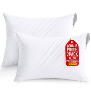 lot 12231 image: Set of 2 Pillow Protectors with Zipper King Size, Bed Bug and Dust Mite Proof Pillow Covers, Ultra Soft Pillow Encasements, Moisture Wicking and Waterproof Pillow Cases by Utopia Bedding (White)