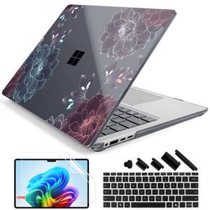 lot 12236 image: Batianda Case for 15 inch Microsoft Surface Laptop 78th Edition for Business 2024 2025 2026 Release Creative Pattern Lightweight Durable Scratch-Resistant Hardshell 4-in-1 Accessories Bundle, Leaves