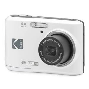lot 12238 image: Kodak PIXPRO Friendly Zoom FZ45-WH 16MP Digital Camera with 4X Zoom 27mm Wide Angle and 2.7 LCD Screen, White (Missing Charger Cord)