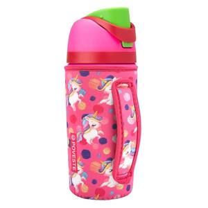 lot 12257 image: Water Bottle Sleeve with Handle for Owala Kids FreeSip 16 oz, Water Bottle Scratch Resistant Sleeve, Neoprene Cover Compatible with Owala 16 oz for Boys Girls to School Travel (Pink Unicorn)