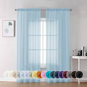 lot 12283 image: Chyhomenyc Light Blue Sheer Curtains 84 Inch Length 2 Panels, Light Filtering Soft Airy Voile Rod Pocket Sheer Window Drapes for Bedroom Living Room, Each 42Wx84L Inches, Sky Blue