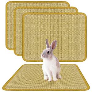 lot 12294 image: DYAUS Bunny Scratch Pads, Natural Sisal Rabbit Scratching Mats for Claws and Teeth Care, Indoor Bunny Chew Toys Bunny Bed for Biting Sleeping Nesting (3PCS, 16x12in)