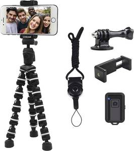 lot 12295 image: Phone Tripod, Linkcool Octopus Tripod with Wireless Remote Phone Holder Mount Use as iPhone Tripod, Cell Phone Tripod, Camera Tripod, Travel Tripod,Tabletop Tripod for iPhone Gopro