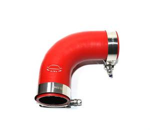 lot 12304 image: TenkeAuto 4-Ply Reinforced 2 ID 90 Degree Elbow Silicone Hose Coupler With T Bolt Clamp for TurboIntercoolerPiping (2 Red)