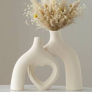 lot 12316 image: Lvases Modern Ceramic Vase, Snuggle Heart-Shaped Abstract Sculpture Vases, Minimalist Boho Home Decor for Living Room Shelf & Table Centerpiece Decorative Vase (Milky White)