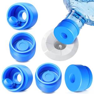 lot 12319 image: Gofriipai 3 and 5 Gallon Water Jug Cap, Silicone Reusable Replacement Cap, Non Spill Bottle Caps for 55mm Bottle Water Dispenser Caps - Pack of 5