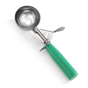 lot 12320 image: New Star Foodservice Commercial-Grade Thumb Press Food DisherIce Cream Scoop, 188 Stainless Steel, 3.25 oz, Size 12, Green