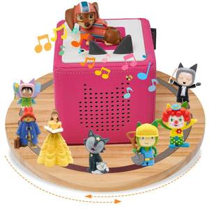 lot 12329 image: Gieanoo for TonieBox 1 and Toniebox 2, Tonies Shelf Magnetic,Tonie Storage Shelf for 360° Round Turntable Pine Wood Tonies Box Display Shelf for 10-20 Characters for Kids Play Room(Natural) (Used)