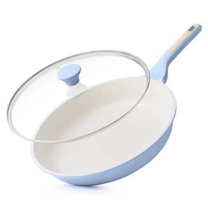 lot 13732 image: SENSARTE Nonstick Ceramic Frying Pan with Lid 12.5 Inch Cooking Pan Skillet, Free of Intentionally Added PFASPTFE Non-toxic Chefs Pan Induction Compatible Pan, Heat Resistant Handle, Glacier Blue