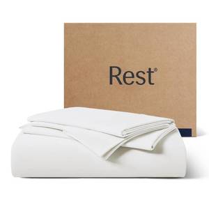 lot 13736 image: REST� Evercool� Starter Sheet Set, King, White, Breathable Bed Sheets for Hot Sleeper and Night Sweats, with Pillowcases, with Ionic Self-Cleaning Silver Yarn for Sensitive Skin, 3PCS No Flat Sheet