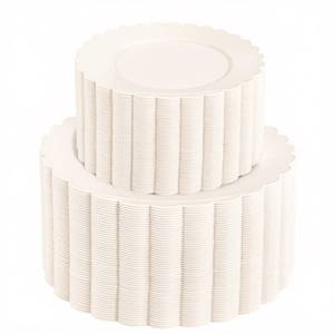 lot 13744 image: supernal 100pcs Ivory Plastic Plates Fancy Disposable Scalloped Plates for Party Heavy Duty for Party,Wedding,Brthdays Bridal Shower Plate Include 50 Plastic Dinner & Dessert Plate