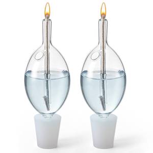 lot 14016 image: 2 Pack Teardrop Glass Paraffin Oil Candle Holders with Wick �� Shabbat Candle Holders for Lamp Oil Elegant Glass Candles Holder Cups Fits Standard Candlesticks No-Mess Refill Shabbos Candles