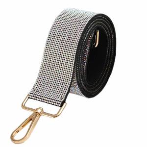 lot 14027 image: Frinnovan Rhinestone Purse Strap Replacement 1.5 Wide Crystal Glitter Shoulder Straps Sparkle Crossbody Bag Handbag for Women Party Guitar (AB White with Gold Lobster Claw) Not Adjustable