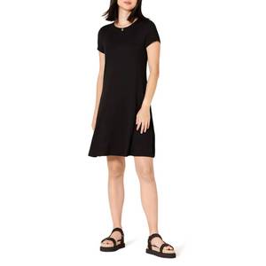 lot 14028 image: Amazon Essentials Womens Solid Short-Sleeve Scoopneck Swing Dress Dress, -Black, S