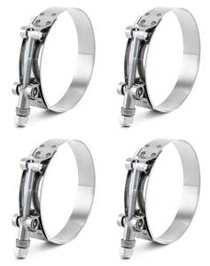lot 14046 image: QWORK 3 T-Bolt Hose Clamp Stainless Steel, Working Range 83mm-91mm for 3 Hose ID, Turbo Intake Intercooler Clamp, 4 Pack