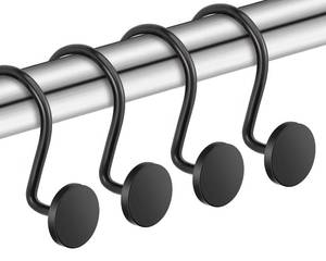 lot 14068 image: CHICTIE Black Shower Curtain Hooks, 12 Pieces, Metal, Shower Curtain Rings, Modern Decorative Design