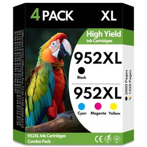 lot 14079 image: 952XL Ink Cartridges 4 Pack Replacement for HP 952 XL, High Yield Black Cyan Magenta Yellow, Compatible with HP OfficeJet Pro 7740 8710 8720 8715 8210 8703 and OfficeJet 8702 Printers