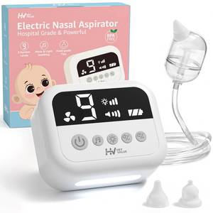 lot 14085 image: HEYVALUE Nasal Aspirator for Baby, Hospital Grade Nose Sucker with 9 Levels Suction, Night Light and Nursery Rhyme Soothing Function, Electric Nose Suction for Baby with Food-Grade Silicone Tips
