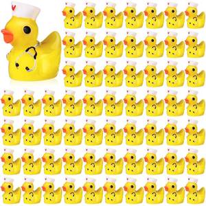 lot 14087 image: Gemscream 100 Pcs Nurses Week Gifts Bulk Mini Resin Duck Tiny Ducks Statues with Nurse Hat Stethoscope Miniature Figurine Resin Animals Nurses Day Gifts