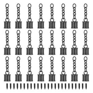 lot 14092 image: PATIKIL 24 Pcs Tassel Cord End Cap, Alloy Leather End Caps with Screw and Chain, Tassel Tips for Bag Keychain DIY Crafts Jewelry Making, Black