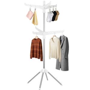 lot 19520 image: WAKCCIL 2-Layer Rotatable & Foldable Clothes Drying Rack 75 Stainless Steel Laundry Drying Tree with 6 Rotatable Arms, 4-Leg Free-Standing Hanger Stand for Indoor, Balcony, and Laundry Room