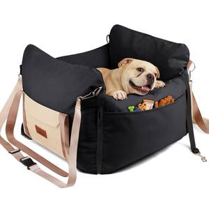 lot 19521 image: Dog Car Seats for Small Dogs, 2-in-1 Pet Booster Seat with Side-Zip Expandable Bed, Handles and a Storage Pocket, Clip-On Safety Leash and PP Cotton Filling, Vehicle Bed for Puppy up to 25 lbs (Black)