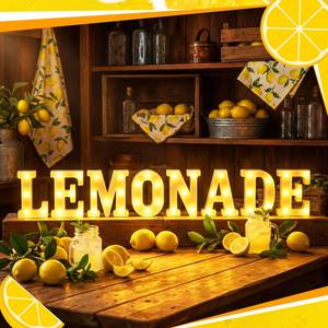 lot 19524 image: Ganeen 6 Pcs Lemonade LED Letter Lights Marquee Light Letters Table Sign Lights up 3D Plastic Letters for Restaurant Shop Food Truck Market Bakeries Bar Club Decoration