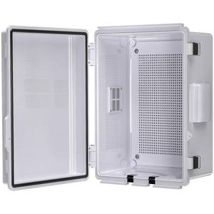 lot 19528 image: ABS Electrical Junction Box, Ventilated Design, Cable Grommets, IP65 Waterproof Enclosure, IndoorOutdoor Use with Mounting Panel. (Clear Cover, 8.7x6.7x4.3)