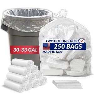 lot 19560 image: Reli. 30-33 Gallon Trash Bags Heavy Duty  250 Trash Bags with Ties  Super Sizeable, Clear, Serious Garbage Cleanup