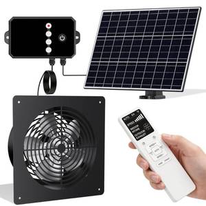 lot 19570 image: Tiflev Solar Powered Fan for Chicken Coop, 15W Solar Panel Fan with Reversible Airflow 3 Smart 24H Circulation Modes 1-6 Speed & 1-8H Timer, Aluminum Fans for Poultry House Shed Greenhouse