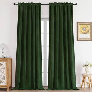lot 19582 image: CUCRAF Dark Olive Green Velvet 100% Blackout Curtains 72 inches Long, Thermal Insulated, Noise Reducing Rod Pocket Luxury Drapes for Bedroom Living Room(52x72 inches, 2 Panels)